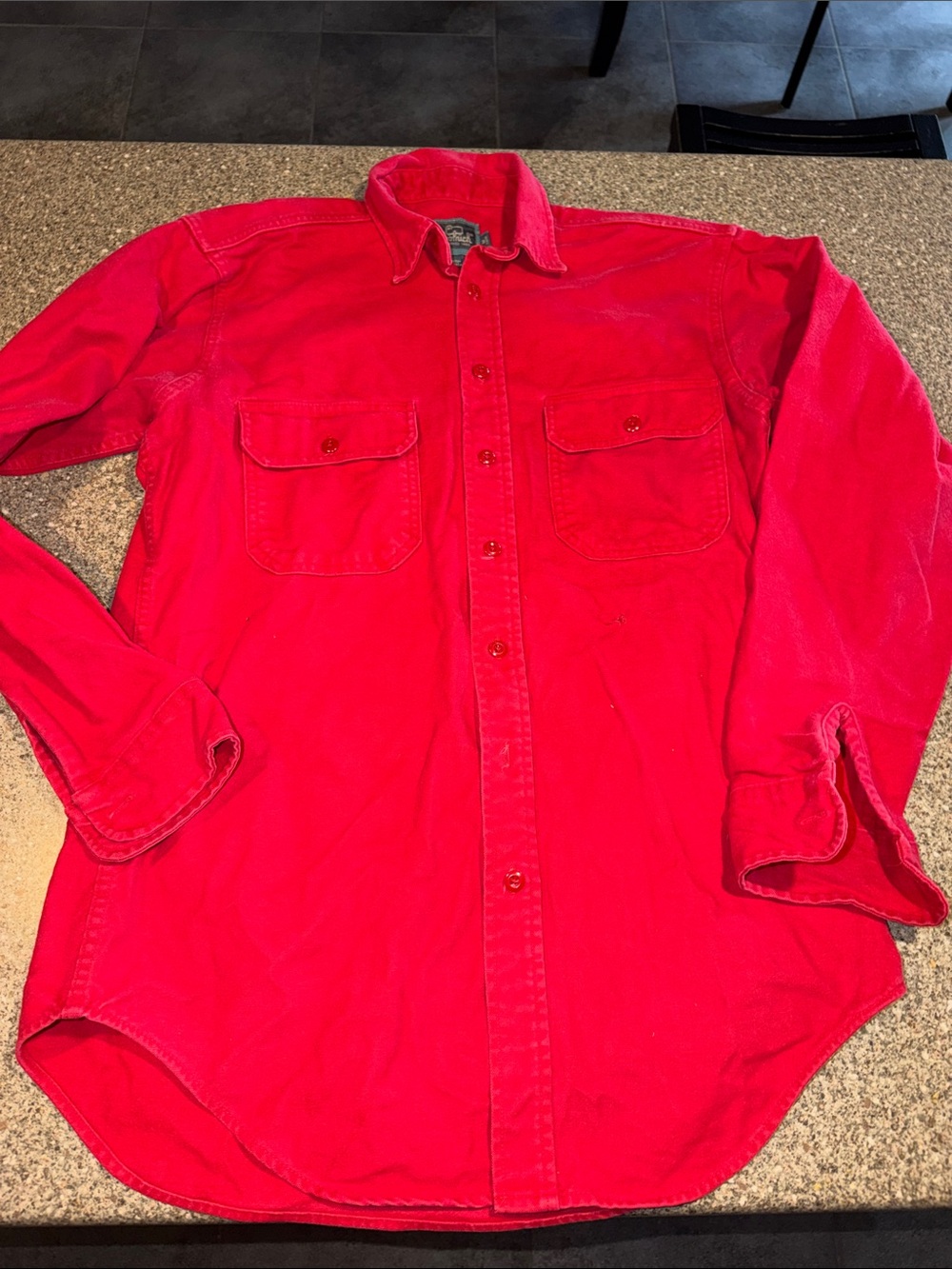 Woolrich Red Long-Sleeve Button-Down Flannel Shirt - vintage